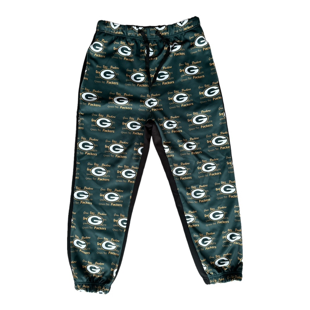 Green Bay Packers Sweatpants Fun Design Print Front Black Back